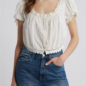 Doen Nera White Eyelet Women's Top